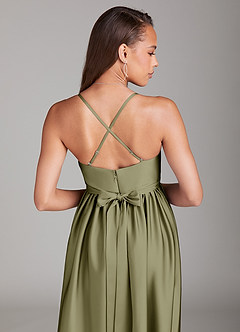 Azazie Llana Abiti da damigella d'onore premaman Abito A-Line Con Tasche Raso Elasticizzato Floor-Length image4
