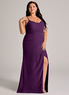 Azazie Deandra Bridesmaid Dresses Grape Mermaid Pleated Chiffon Dress image11