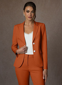 front Whitney Verbrande Sinaasappel Gestructureerd stretch cropped broekpak