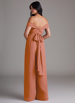 Azazie Lamara Bridesmaid Dresses MAI TAI Off the Shoulder Chiffon Convertible Jumpsuit image5