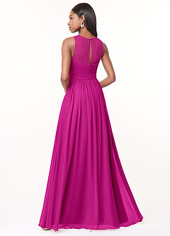 Azazie Nina Bridesmaid Dresses Fuchsia A-Line Pleated Chiffon Dress image2