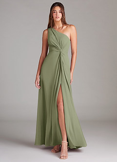 Azazie Brooke Jurken voor bruidsmeisjes Jurk van Chiffon met A-Lijn One-Shoulder Pistache image1