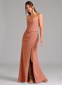 Azazie Jenine Vestidos de damas de honor Vestido de Mai Tai de Gasa de Corte Sirena con Sin tirantes image4