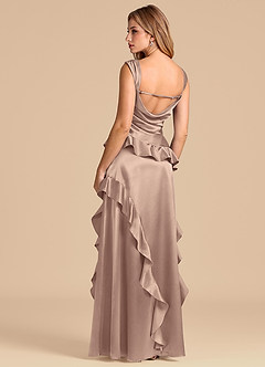 Azazie Sloane 신부 들러리 드레스 A라인 스윗하트 네크라인 메탈릭 새틴 바닥 길이 드레스 image2