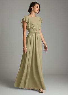 Azazie Daphne vestidos de dama de honor modestos Vestido de Corte en A Volantes Hasta el suelo Gasa image4