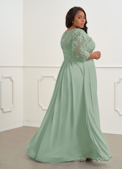 Azazie Hayek Mother of the Bride Dresses A-Line V-Neck Lace Chiffon Floor-Length Dress image11