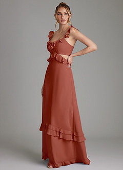 Azazie Malaya Bridesmaid Dresses Auburn A-Line Corset Chiffon Dress image5