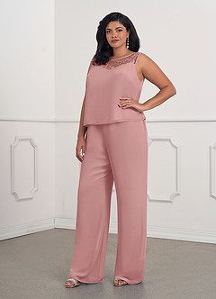 Azazie Maura Mother of the Bride Dresses Dusty Rose Jumpsuit/Pantsuit Sequins Chiffon Dress image11
