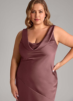 Azazie Rylina Bridesmaid Dresses Vintage Mauve Mermaid Stretch Satin Dress image11