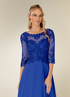 Azazie Monza Mother of the Bride Dresses Royal Blue A-Line Lace Chiffon Dress image5