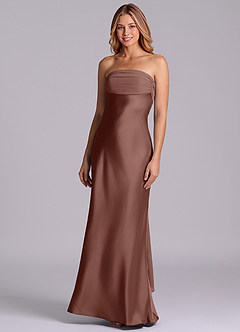 Azazie Ailanie Brudtärnklänningar Klä av Tubklänning i Stretch Satin Axelbandslös Espresso image1