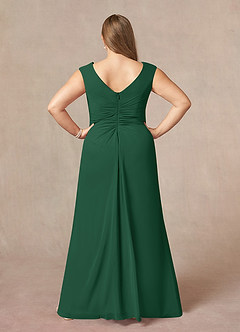 Azazie Sally Mother of the Bride Dresses Dark Green A-Line V-Neck Pleated Chiffon Dress image7