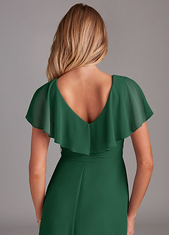 Azazie Lainey Bridesmaid Dresses Dark Green A-Line with Pockets Chiffon Dress image2