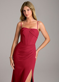 Azazie Chantel Bridesmaid Dresses Scarlet Sheath Strapless Chiffon Convertible Dress image2