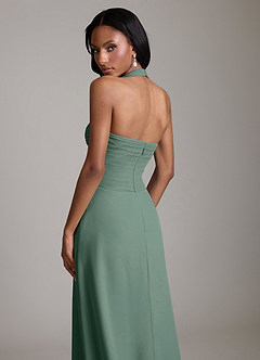 Azazie Clarisa Bridesmaid Dresses Sea Moss A-Line Pleated Chiffon Dress image4