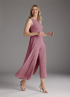 Azazie Anitta Mother of the Bride Dresses Vintage Mauve Jumpsuit/Pantsuit Pleated Stretch Crepe Dress image4