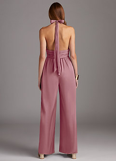 Azazie Oli Robes de demoiselle d'honneur Combinaison en Satin extensible Plissée Mauve Vintage image2