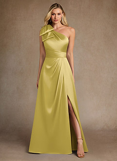 Azazie Easton Kleider für die Brautmutter A-Linie One-Shoulder Stretch-Satin Kleid Kanarienvogel image1
