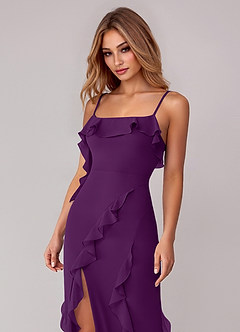 Azazie Malia Abiti da Damigella Abito Tubino in Chiffon Increspato Uva image2