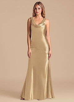 Azazie Rylina 신부 들러리 드레스 인어 메탈릭 새틴 바닥 길이 드레스 image5