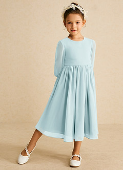 Azazie Lolo Flower Girl Dresses Mist A-Line with Sleeves Chiffon Dress image2