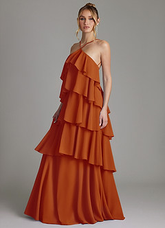 Azazie Deena Bridesmaid Dresses Paprika A-Line Ruched Chiffon Dress image5