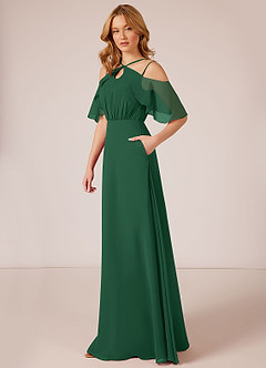 Azazie Adele Bridesmaid Dresses Dark Green A-Line Ruched Chiffon Dress image4
