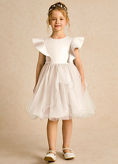 Azazie Chirp Flower Girl Dresses White Alabaster Ball-Gown Tulle Dress image1