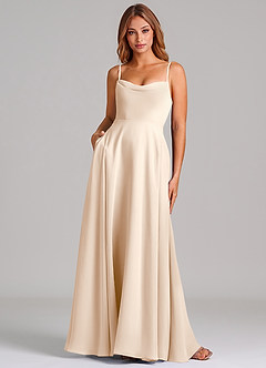 Azazie Elle Bridesmaid Dresses White Alabaster A-Line Pleated Chiffon Dress image1