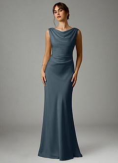 Azazie Kieryn Bridesmaid Dresses Twilight Mermaid Pleated Stretch Satin Dress image1