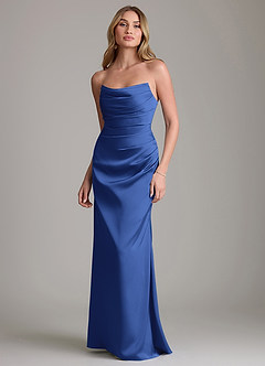 Azazie Lucille Bridesmaid Dresses Royal Blue Mermaid Strapless Stretch Satin Convertible Dress image1
