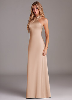 Azazie Doretta Bridesmaid Dresses English Rose Mermaid Pleated Stretch Satin Dress image4