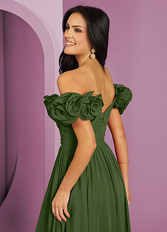 Barbie ♥ Azazie Bridesmaid Dresses Olive A-Line Off the Shoulder Chiffon Convertible Dress image20