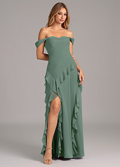 Azazie Sloane Bridesmaid Dresses Eucalyptus A-Line Sweetheart Neckline Chiffon Dress image4