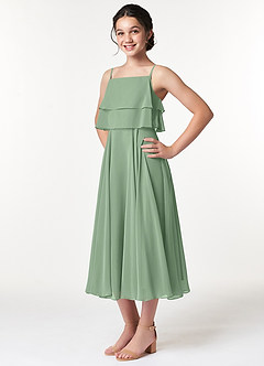 Azazie Ensley Junior Vestido de Matcha de Gasa de Corte En A con Plisado image4