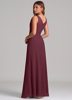 Azazie Nerine Brudtärnklänningar Klä av A-Linje i Chiffong Plisserad Cabernet image2