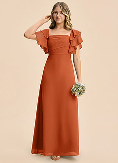 Azazie Jalynn Junior Burnt Orange A-Line Ruched Chiffon Dress image5