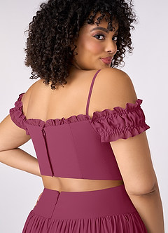 Barbie ♥ Azazie Bridesmaid Dresses Mulberry A-Line Off the Shoulder Chiffon Convertible Dress image13