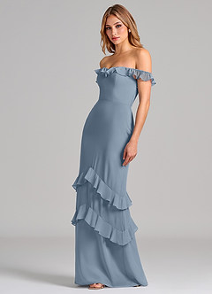 Azazie Marilynn Suknie dla druhen Syrena Zza ramienia Szyfon Do ziemi Sukienka image6