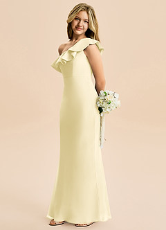 Azazie Alissa Junior Lemon Sorbet Mermaid Ruched Chiffon Dress image3