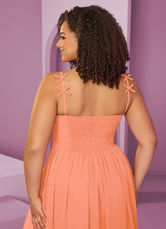 Barbie ♥ Azazie Jurken voor bruidsmeisjes Jurk van Chiffon met A-Lijn Geplooid Zonsondergang image9