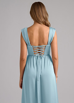 Azazie Hattie Brautjungfernkleider A-Linie Korsett Stretch-Satin Kleid Stimmungsvolles Blau image7