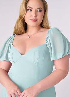 Barbie ♥ Azazie Bridesmaid Dresses Mist A-Line Pleated Chiffon Dress image10