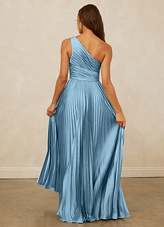 Christian Siriano Bridal for Azazie 1008 Robes de demoiselle d'honneur Robe Trapèze en Satin extensible Ue épaule Acier Bleuté image7