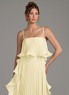 Azazie Alexia Bridesmaid Dresses Lemon Sorbet A-Line Ruched Chiffon Dress image2