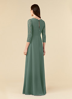 Azazie Eevee Final Sale A-Line Lace Chiffon Floor-Length Dress image4