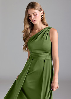 Azazie Dallas Bridesmaid Dresses Juniper A-Line One Shoulder Stretch Satin Dress image6