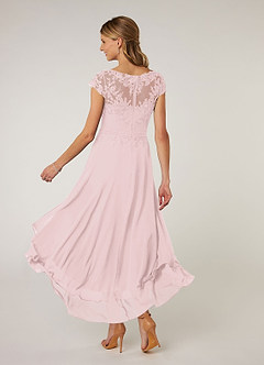 Azazie Shonda At-home Try On Dresses Blushing Pink Lace Chiffon Dress image4