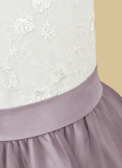 Azazie Vetty Flower Girl Dresses Ivory Dusk A-Line Lace Tulle Dress image11