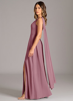 Azazie Tella Bridesmaid Dresses Vintage Mauve A-Line One Shoulder Chiffon Dress image4